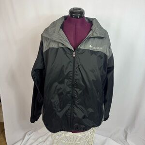 Columbia Windbreaker Jacket Mens XL Black Gray Lightweight